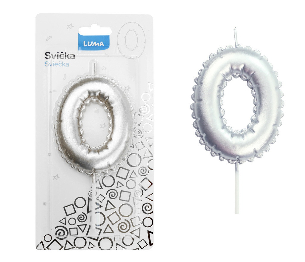 Svíčka dortová č. 0 - stříbrná