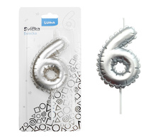 Svíčka dortová č. 6 - stříbrná