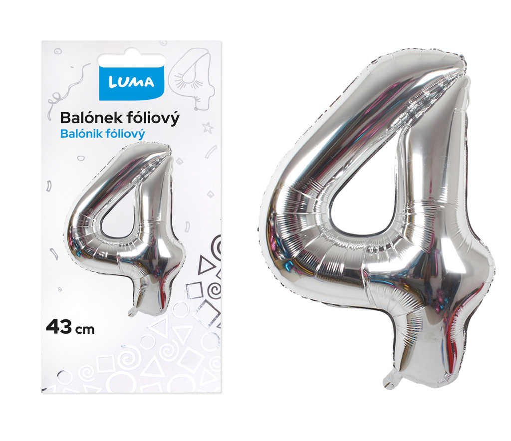 Balónek nafukovací č. 4 - stříbrný / 43cm
