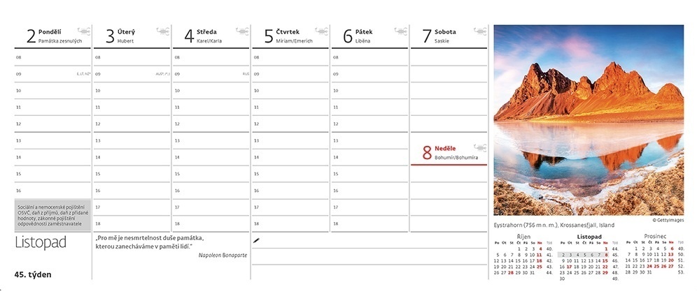 Kalendář stolní obrázkový - Svět hor / S50