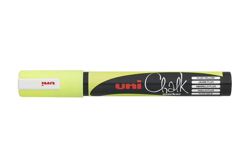 Popisovač křídový UNI Chalk Marker PWE-5M / fluo žlutá