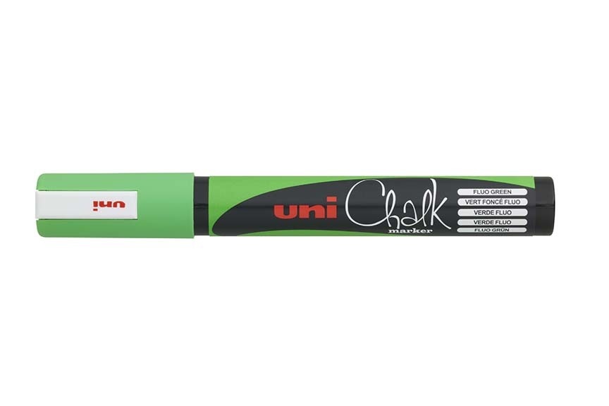 Popisovač křídový UNI Chalk Marker PWE-5M / fluo zelená