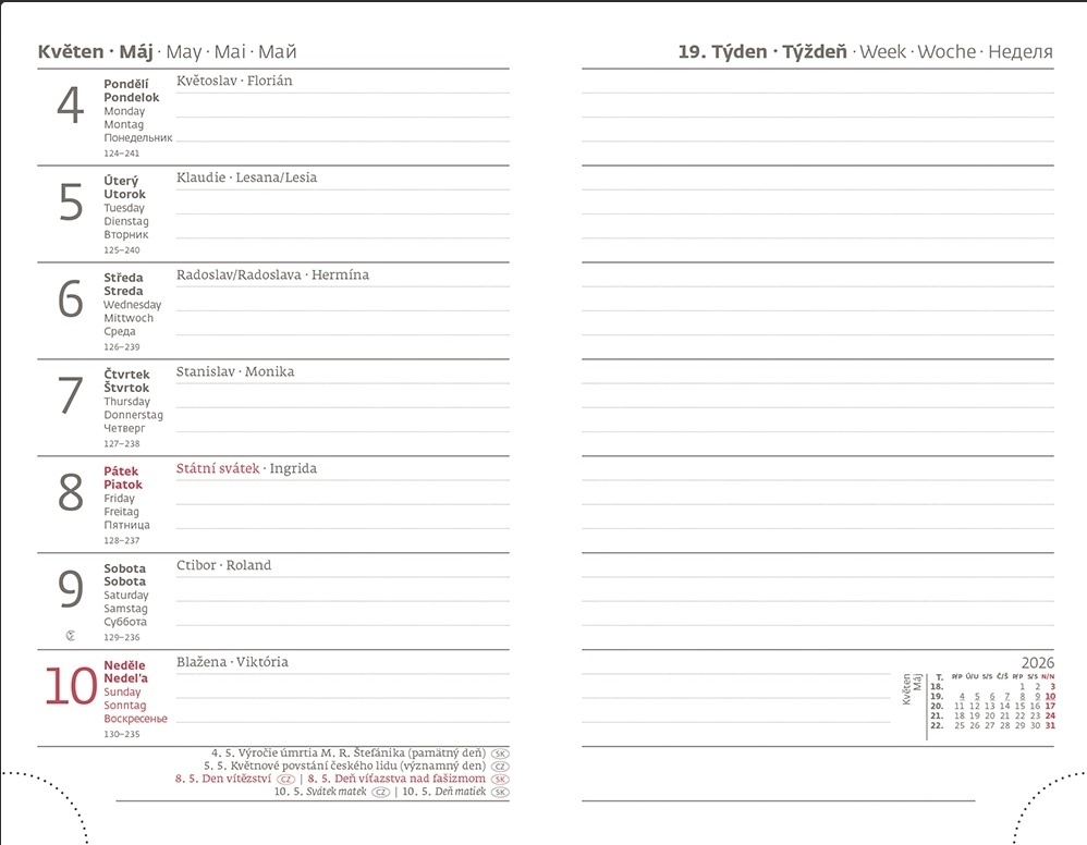 Diář VARIO - týdenní kapesní / Romance