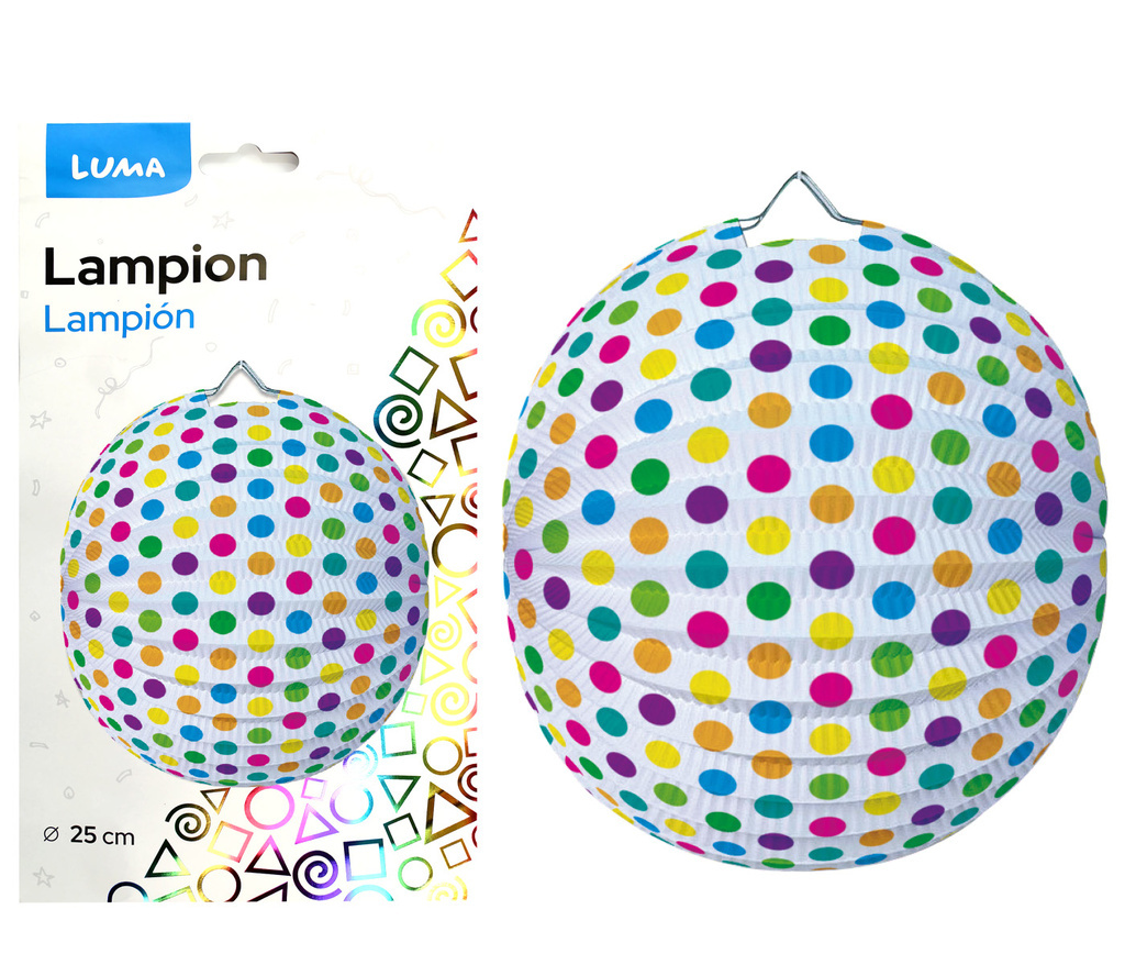 Lampion kulatý 25 cm - puntík