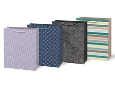 Taška dárková papírová - mix geometrické vzory / 26 x 32 x 13,8 cm