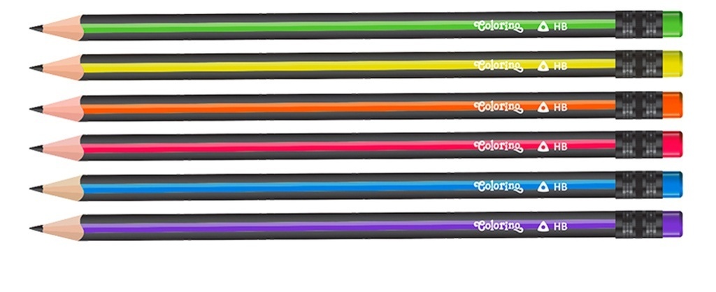 Tužka Stripes HB s pryží - trojhranná / mix barev