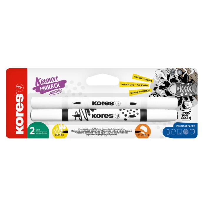 Akrylový popisovač Kreative Marker 2v1 - sada / černá a bílá