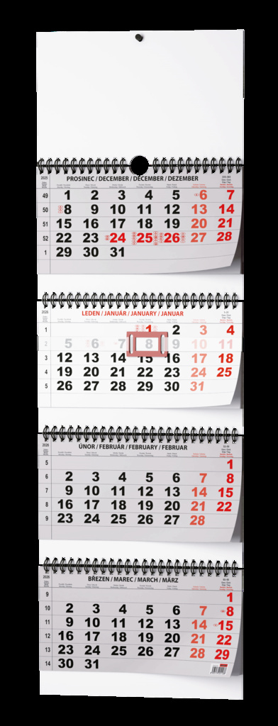 Kalendář nástěnný pracovní - čtyřměsíční skládaný / BNC6