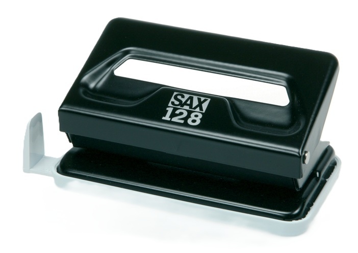 Kancelářský děrovač SAX 128 / černá - 12 listů