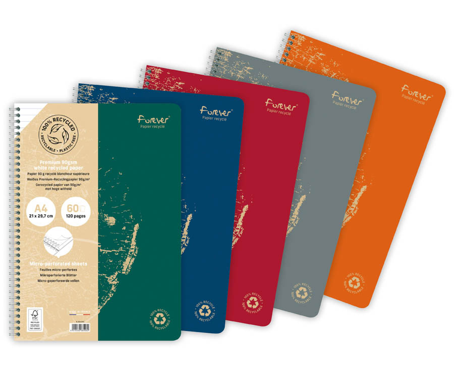 Blok kroužkový Clairefontaine forever A4 - linka / 60 listů / mix barev