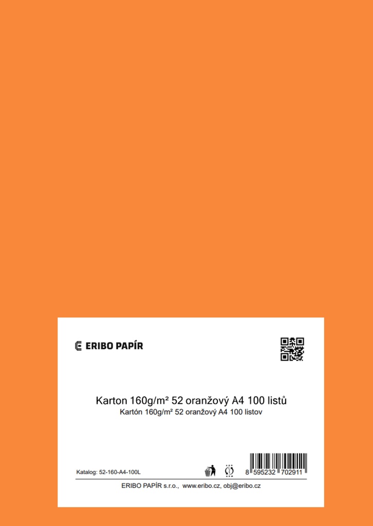 Barevný karton - A4 / 160 g / oranžová