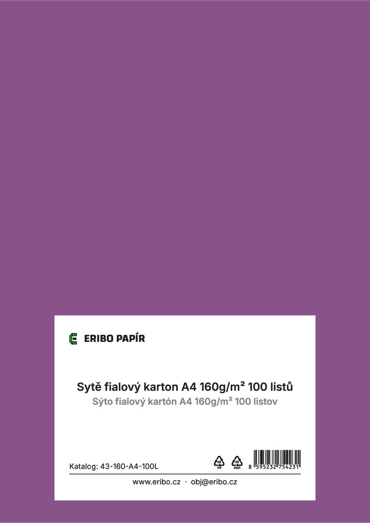 Barevný karton - A4 / 160 g / fialová