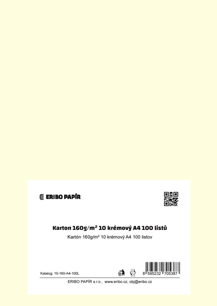 Barevný karton - A4 / 160 g / vanilková