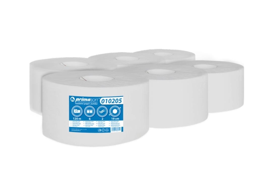 Papír toaletní PrimaSoft Jumbo bílý - průměr 190 mm