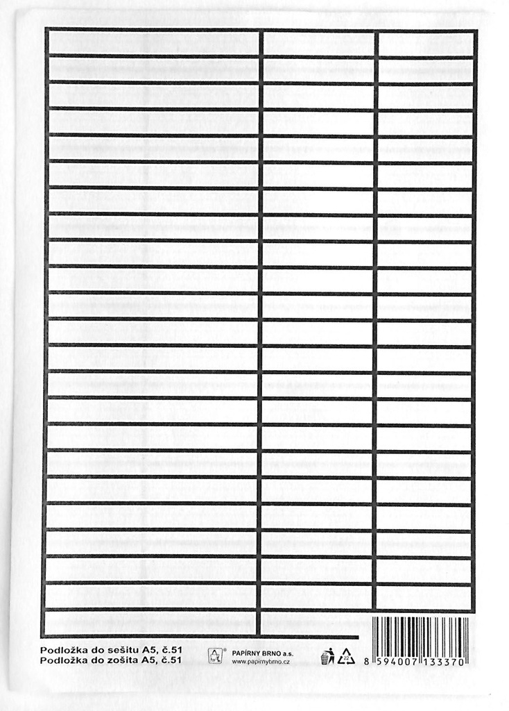 Podložka do sešitů A5 PVC - linka / linka