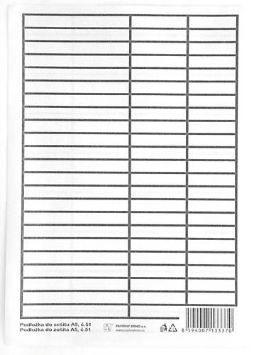 Podložka do sešitů A5 papírová - linka / linka