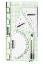 Magnetické rýsovací potřeby na školní tabuli WISSNER - sada 6 ks / bílá