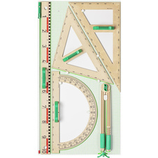 Magnetické rýsovací potřeby na školní tabuli WISSNER - sada 6 ks / dřevo