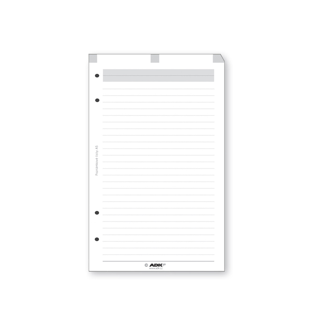 Náhradní vložky do diářů ADK - A6 / poznámkové listy / 25 listů