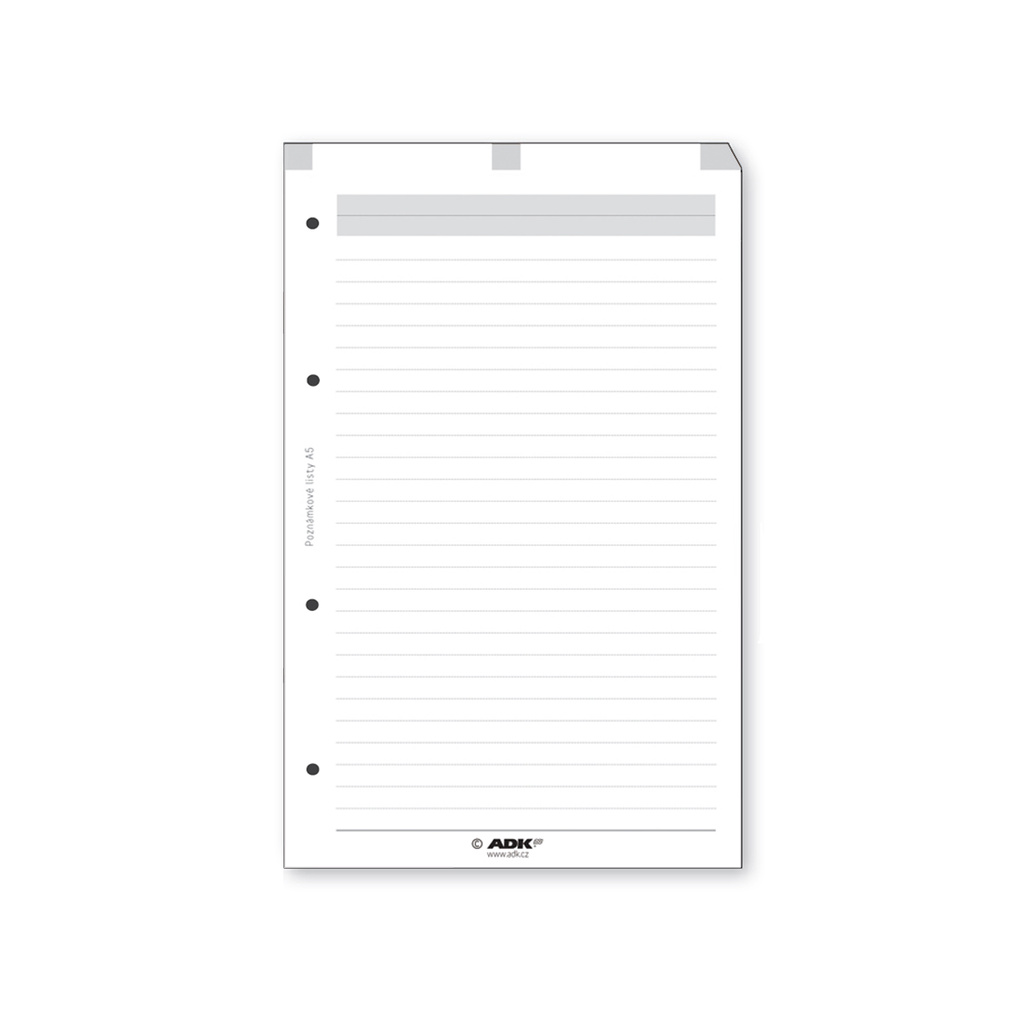 Náhradní vložky do diářů ADK - A5/ poznámkové listy / 50 listů