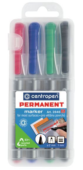 Popisovač Centropen Permanent 2846 / sada 4 ks