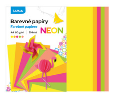 Barevné papíry A4 - nelepicí 20 listů / neonový mix