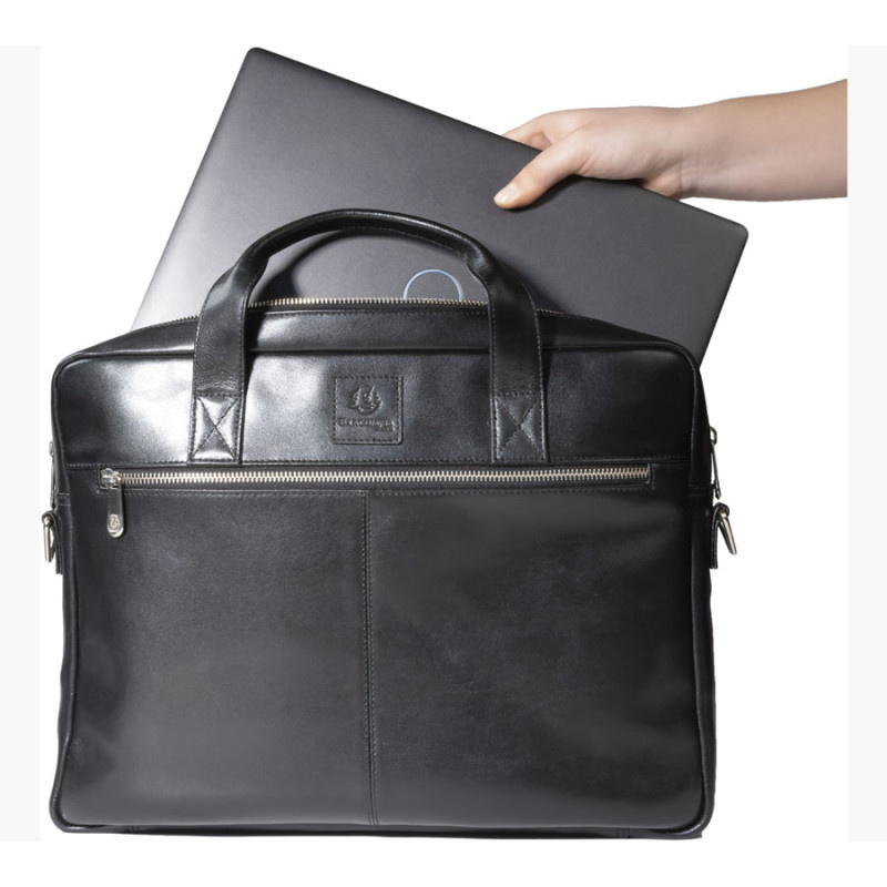 Taška na notebook Exactive kožená - černá / 15,6