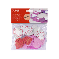 Pěnovka srdce APLI třpytivé / samolepicí / 50 ks
