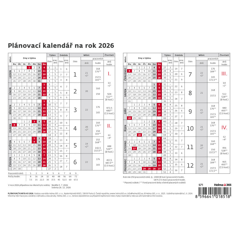 Plánovací karta A5 / S71