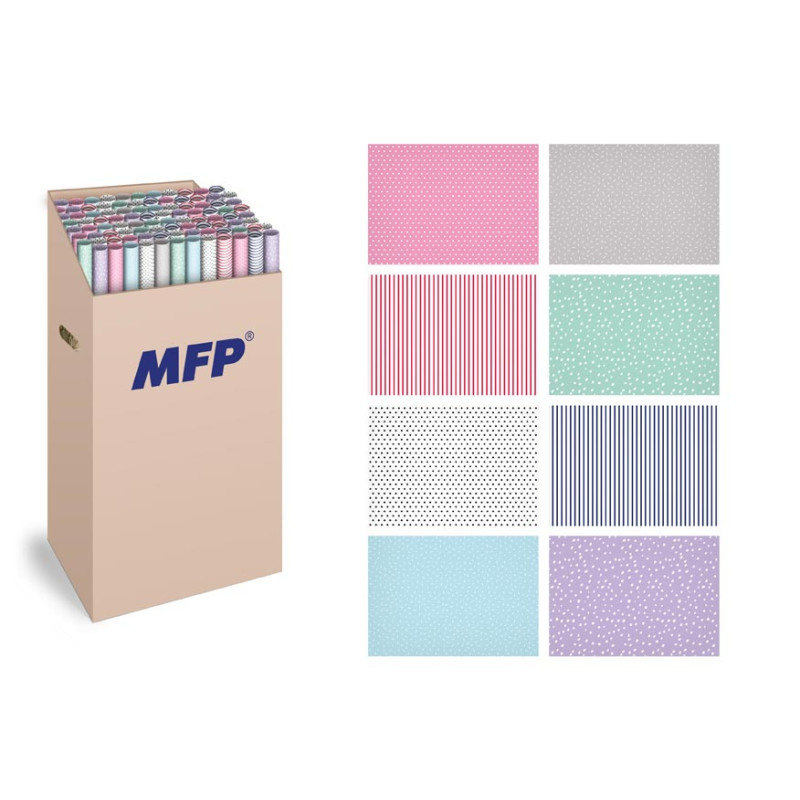 Dárkový balicí papír - 100 x 70 / 2 role / mix proužky a puntíky