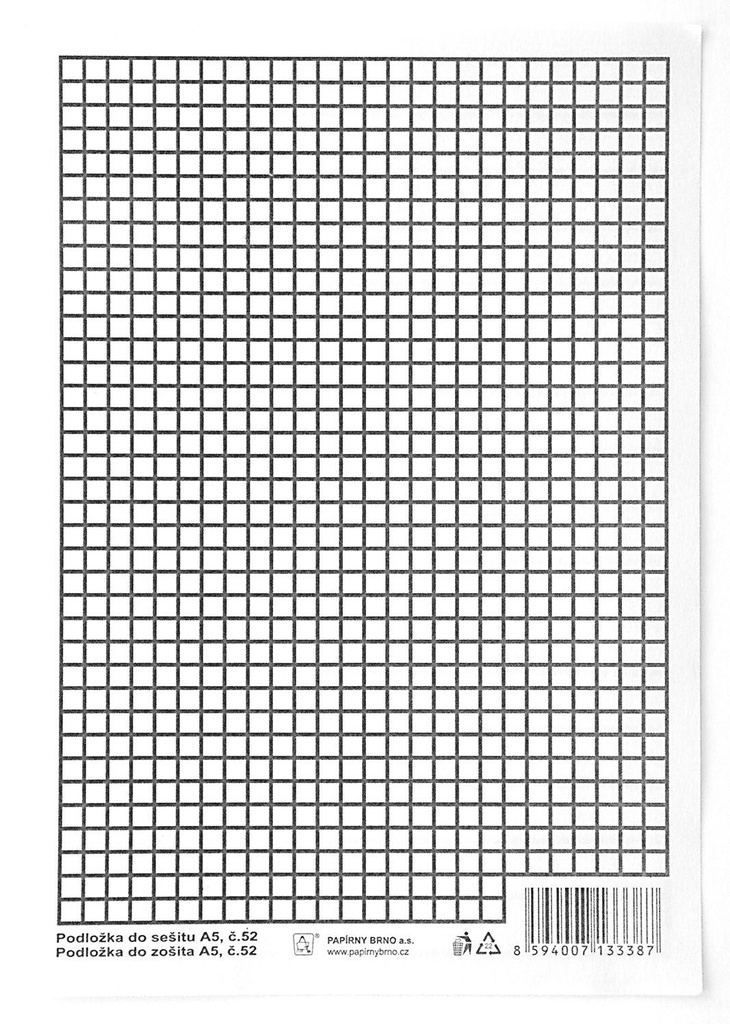 Podložka do sešitů A4 papírová - linka / čtvereček