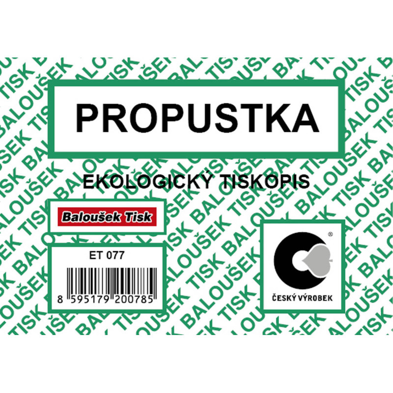 Propustka Baloušek A7 / 50 listů / ET077