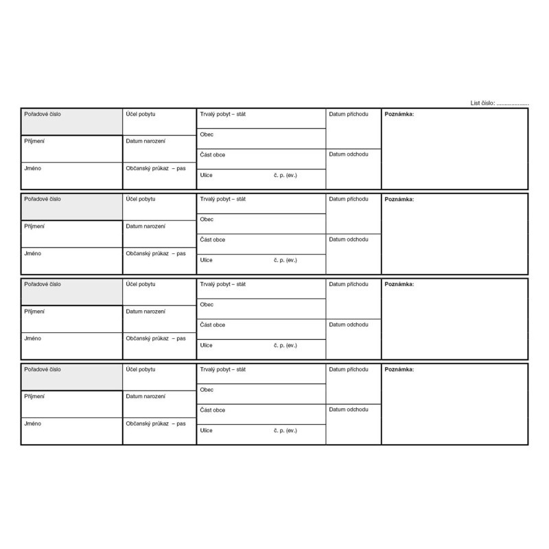 Ubytovací kniha Baloušek A4 / 40 stran / ET520