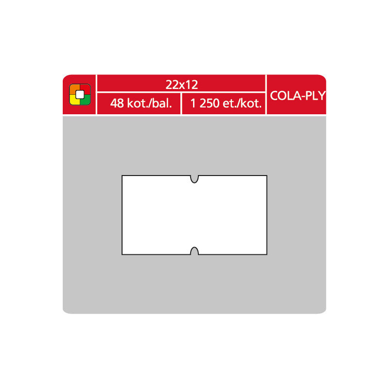 Etikety do etiketovacích kleští - 22 x 12 mm COLA-PLY / bílá