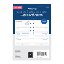 Náhradní vložka do diářů Filofax - kalendář kapesní týdenní / 2 strany