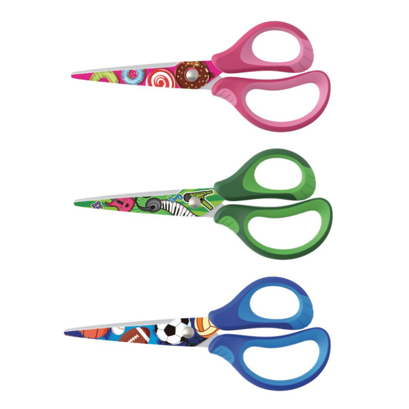 Nůžky KEYROAD Tattoo soft dětské barevný mix / 15 cm