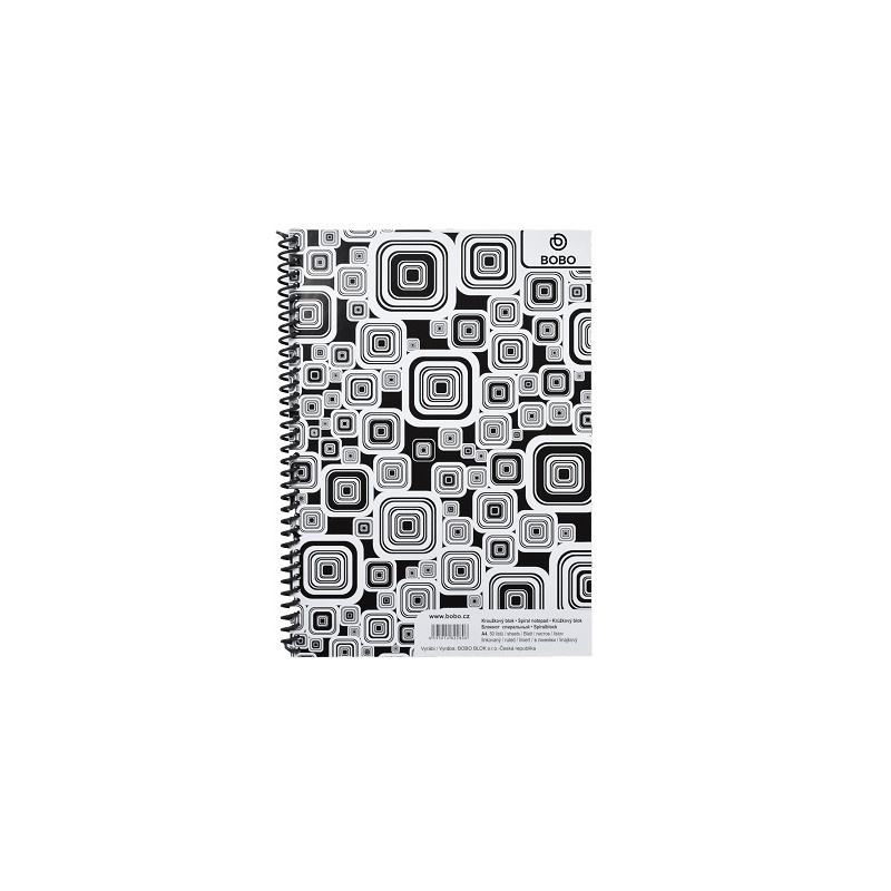 Blok BOBO Black & White s boční spirálou - A5 / linka / boční spirála
