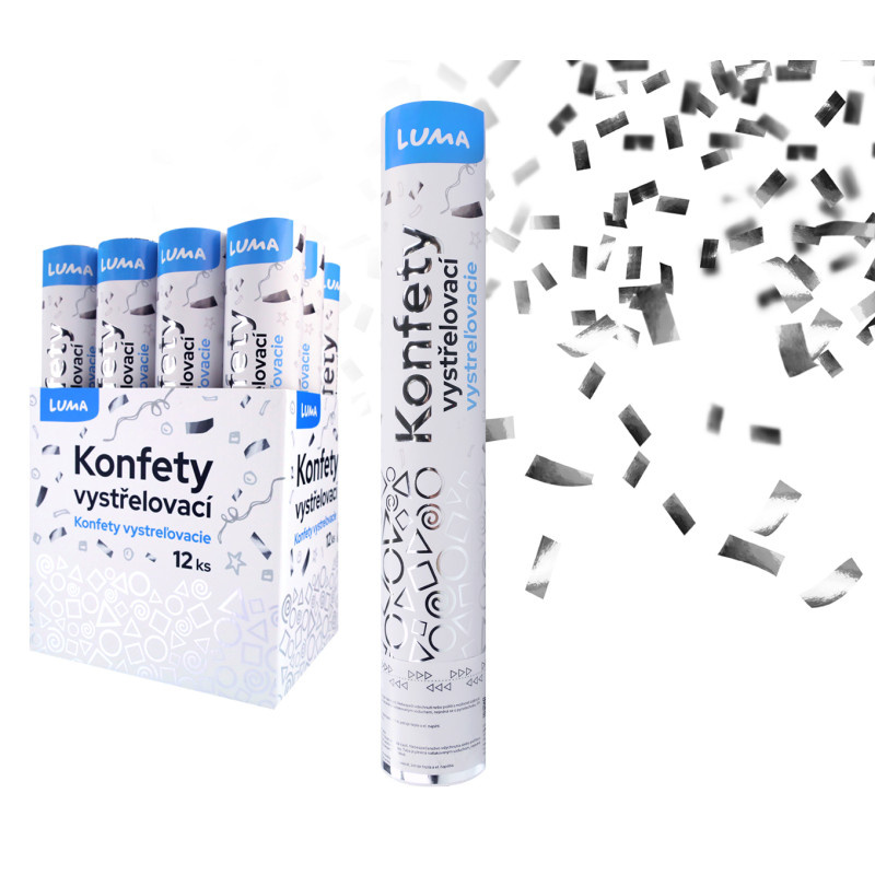 Konfety vystřelovací - stříbrné / 30 cm