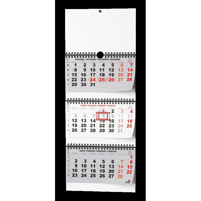 Kalendář nástěnný pracovní - tříměsíční skládaný / BNC5