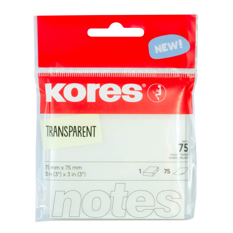 Samolepicí bloček transparentní - 75 x 75 mm / 75 lístků