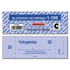 Bločkové vstupenky Baloušek 133 x 39 mm / 1-100 / 4 odstíny barev / ET300