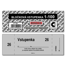 Bločkové vstupenky Baloušek 133 x 39 mm / 1-100 / 4 odstíny barev / ET300