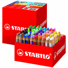 Pastelky STABILO® Woody multifunkční XL školní set / 76 barev + 4 ks ořezávátek
