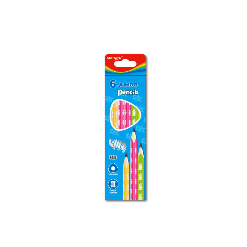 Tužka KEYROAD trojhranná JUMBO NEON - HB / barevný mix
