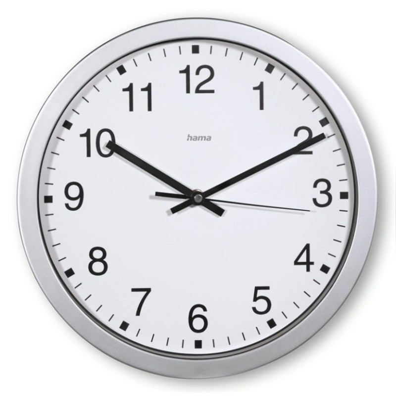 Nástěnné hodiny Hama Mallorca stříbrné / bílé prům. 30 cm