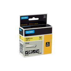 Pásky D1 vinylové permanentní - 12 mm x 5,5 m / černý tisk / žlutá páska