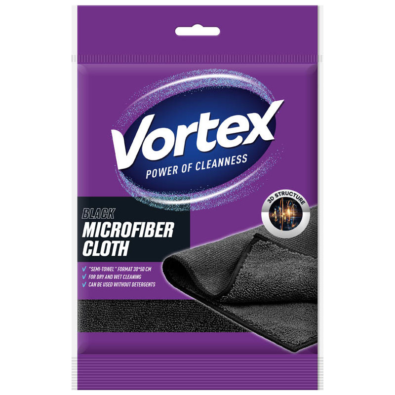 Utěrka z mikrovlákna VORTEX - černá 30 x 50 cm