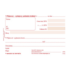 Univerzální příjmový a výdajový pokladní doklad Baloušek A6 / nečíslovaný / 50 listů / NCR / PT060