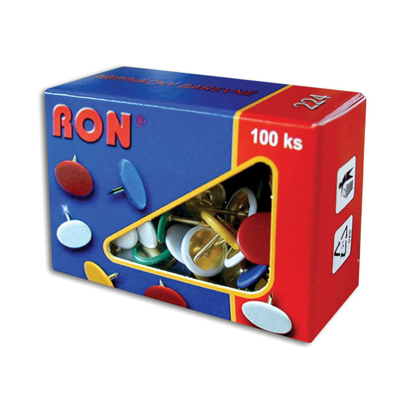 Připínáčky barevné RON - 100 ks / barevný mix