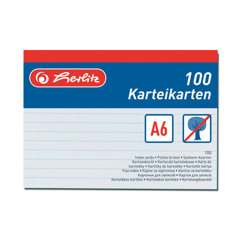 Náhradní karty do kartotéky - karty A6 / 100 ks